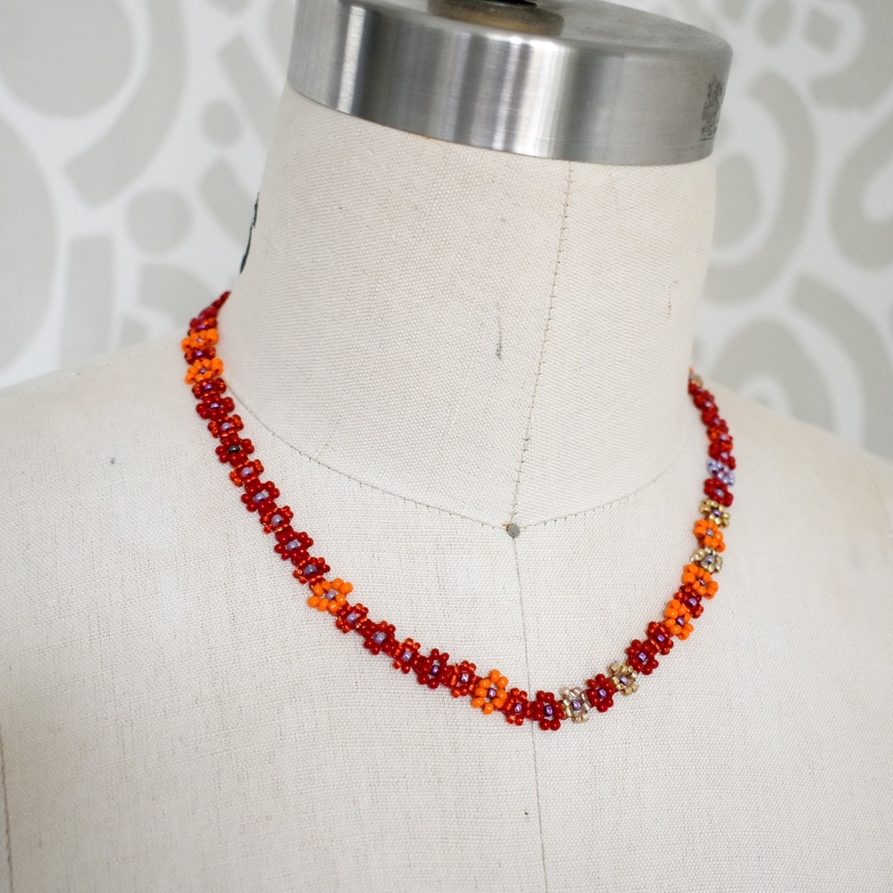 Artisan Handmade Floral Beaded Necklace
